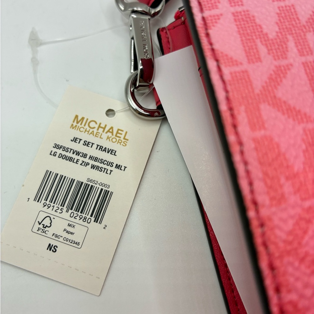 MICHAEL KORS Lg Ombré Signature Logo Double Zip Wristlet Wallet 
Hibiscus pink - Picture 7 of 8